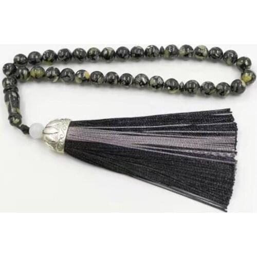 New Black Resin Tasbih Muslim gift Mans Rosary Cotton tassel bracelet eid Tesbih 33 Beads Fragrant Misbaha