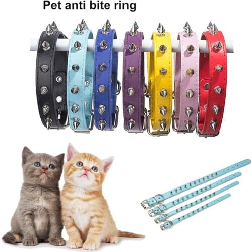 Anti Biting Dog Cat Collar Spiked Studded Leather Soft Comfortable Pet Collars For Small Medium Large Dogs Walking Run Cats