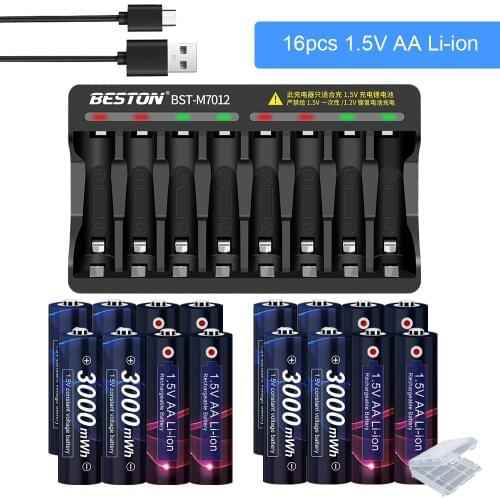 1.5V AA Rechargeable Batteries Lithium li-ion AA Battery +Charger for 1.5v Li-ion AA AAA Rechargeable Batteries 1.5V AA Battery