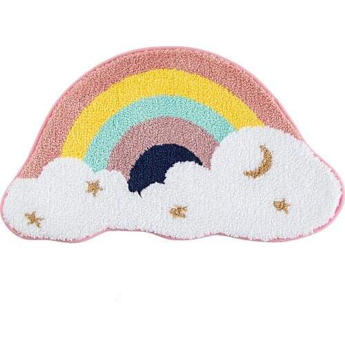 Rainbow Carpet For Bath INS Flocking Bathroom Doormat Water Absorption Non-Slip Mat Living Room Coffee Table Home Decor 68x40CM