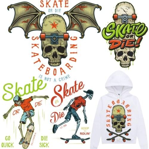 Letters Skull with Wings Patches Thermal Stickers on Clothes Iron-on Transfers for Clothing Thermoadhesive Patch Diy Applique
