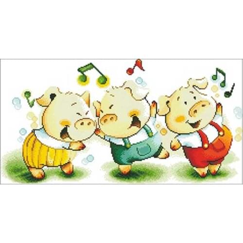 Happy pig baby patterns Counted Cross Stitch 11CT 14CT 18CT DIY Chinese Cross Stitch Kits Embroidery Needlework Sets