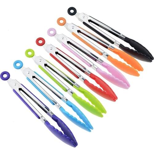 Silicone Food Tong Stainless Steel Kitchen Tongs Non-Slip Cooking Clip BBQ Tools Salad Clamp Bread Tong Kitchen Accessories