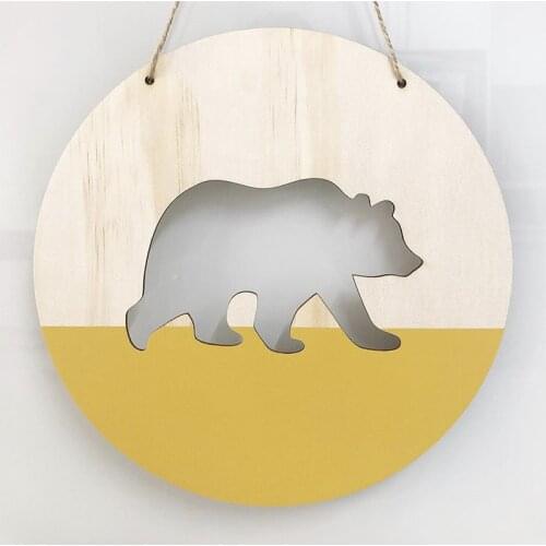 Nordic Wood Chip Polar Bear Wall Hangings Children Kids Room Decoration Banner Garland Nursery Home Decor Crafts Photo Props