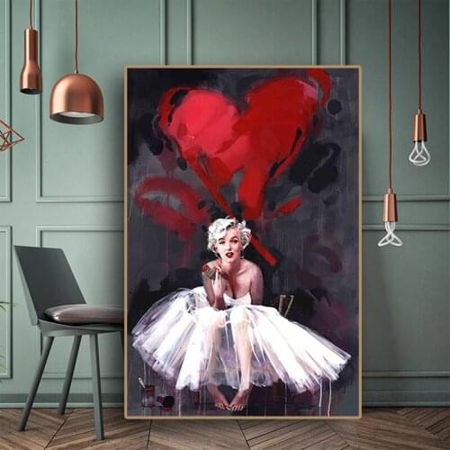 Modern Marilyn Monroe Abstract Portrait Oil Painting Canvas Wall Art Posters and Print Girls Room Decoration Wall Cuadros
