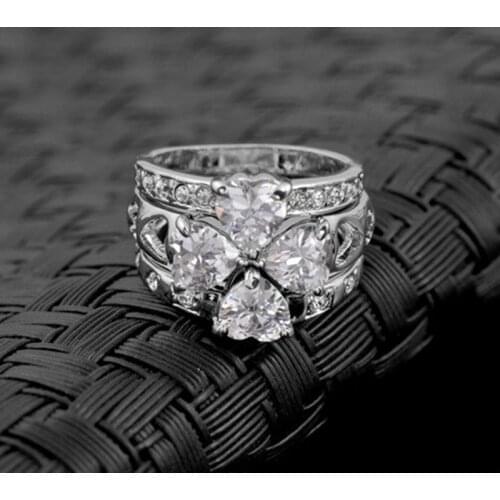 Iutopian Austrian Crystal Ring Wedding jewelry/3 piece rings for friends With Austrian Crystal Stellux #RG94627