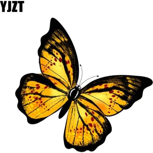 YJZT 14CM*13.6CM Fashion Flying Butterfly Decal PVC Motorcycle Car Sticker 11-00656