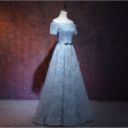 YNQNFS MD79 Elegant Party Dress Boat Neck Light Blue Lace Mother of the Bride Dresses Outfits With Short Sleeves Real Pictures