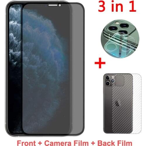 3-in-1 Antispy Tempered Glass for iPhone 11 Pro Max 7 8 Plus Private Screen Protector For iPhone X XS MAX XR Full Cover Glass
