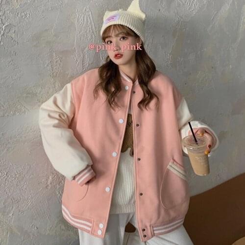 Korean 2021 Couple College Teens Outwear Women Harajuku Chic Harajuku Vintage Chic Juvenile Punk Style Mens And Womens Jackets