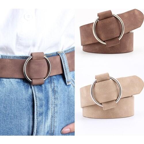 Belts for women Needle Free Round Buckle Casual Ladies Belt Youth Fashion Wide Students Belt