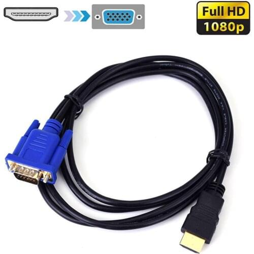 1.8M HDMI-compatible To VGA Cable HD 1080P Male To VGA Male Video Converter Adapter Audio Adapter Cable for PC Laptop