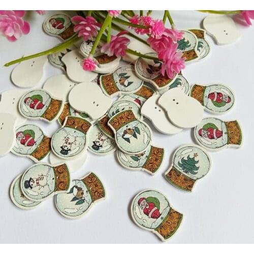 120pcs/lot 2019 hot sale wooden painting button for clothing buttons diy Natural Color Wooden craft apparel accessories snap