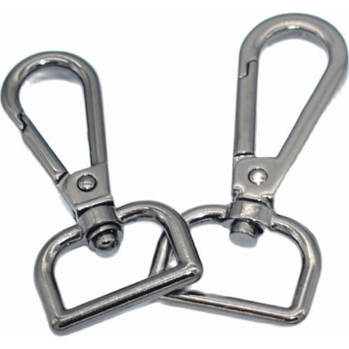 3/4"Inner 2 size Black swivel clasp Rectangle Ring Lobster Clasp Claw Push Gate Trigger Clasps Swivel Snap Hooks For bag 6pcs