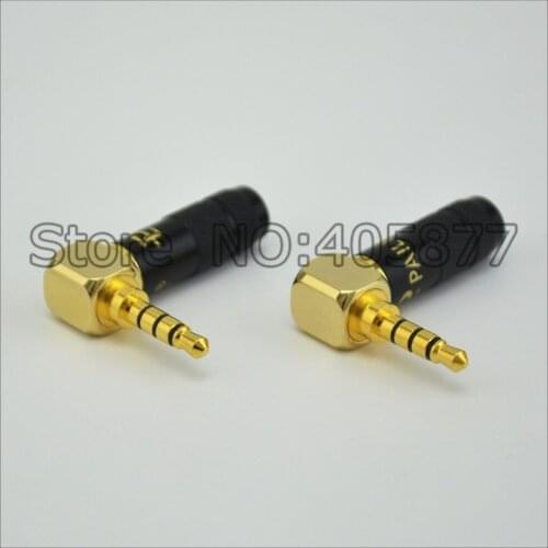50pcs Paliccs brass Stereo 4 Pole 3.5mm Plug Angled Jack Cable Solder adapter