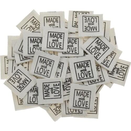 50PCS/pack Letter Printed Washable Cloth Labels For Clothing Hat Bags Supplies DIY Handmade Sewing Crafts Tags Decoration