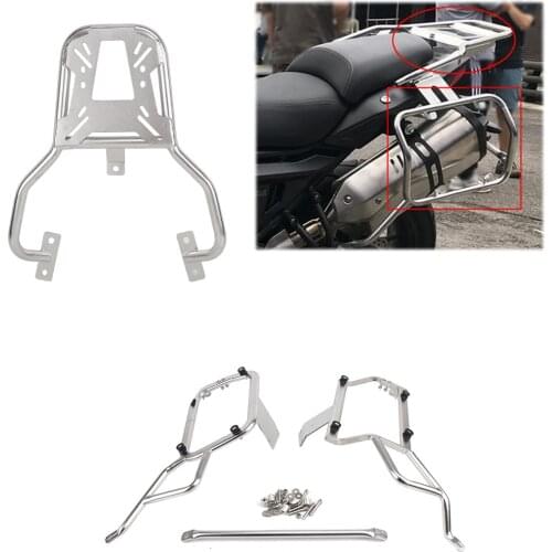 For Loncin Promise 650DS Motorcycle Stainless Steel Accessories Modified Rear Shelf Side Box Bracket Tail Box Bracket