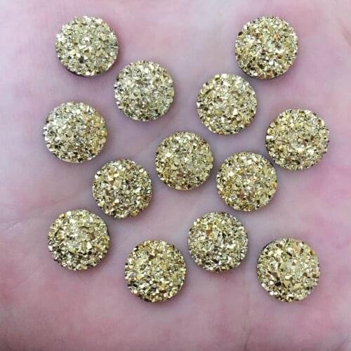 100pcs Resin 12mm Round Ore Gem Flat Back Rhinestone Appliques DIY Wedding Scrapbook Ornament Craft F568