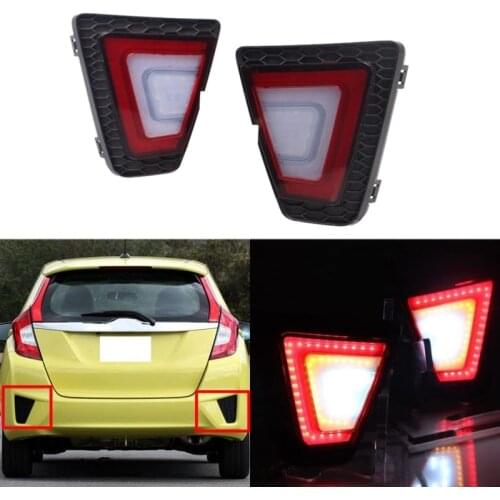 Car Red Lens Rear Bumper Reflector Light LED Brake Lamp for Honda Jazz/Fit 2014-2017