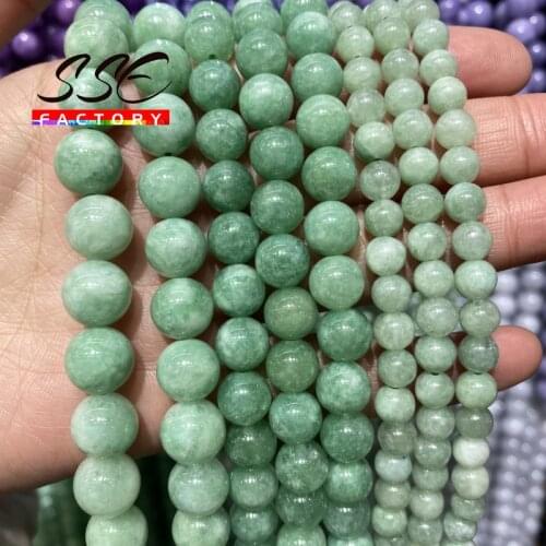Natural Stone Green Angelite Stone Beads Round Loose Spacer Bead For Jewelry Making DIY Bracelet Women Accessories 6 8 10mm 15
