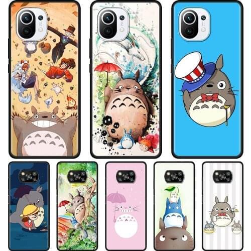 Phone Case For Mi 10T 9T 11X 11 Pro Ultra 10S 10 9 Lite 9 SE Black Soft Caso Silicone Smartphone Anime Totoro Ghibli Spirited