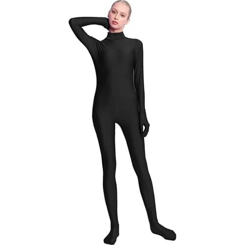 Speerise Black Spandex Zentai Full Body Skin Tight Jumpsuit Unisex Zentai Suit Bodysuit Costume for Women Unitard Dance wear