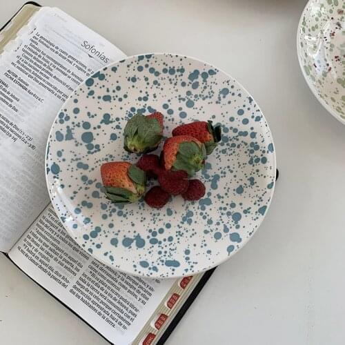 Dessert Plate Platos Cerámica Dots Steak Bread Cake Plate 플레이트 поднос для декора Home Kitchen Tableware Vajilla For Food