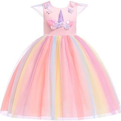 Kids Unicorn Dress for Girls Flower Ball Gown Little Girl Princess Dresses navidad Party Costumes christmas Children Clothing