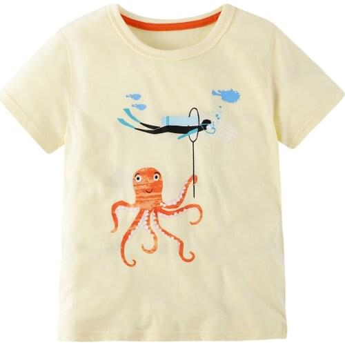 Baby Boys Cotton T Shirts 2021 Summer New Kids Casual Cartoon Short Sleeve Tshirt Cute Print Tees For Boy 2-10 Y Children Clotes
