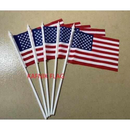 KAFNIK,10 * 15cm with 27 cm pole American flag American hand flag wholesale custom