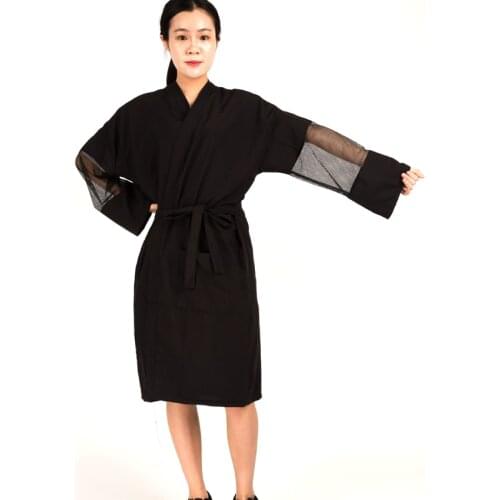 Polyester And Cotton Material Hairdressing Kimono With Sleeve Comfortable Guest Robe KM-031 High Class For Household And Hotel