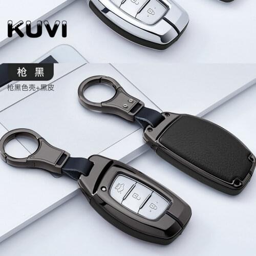 Alloy Leather Remote Car Key Case Cover For Hyundai IX25 IX35 I20 I30 I40 hb20 Santa Fe Creta Solaris 2017 key shell