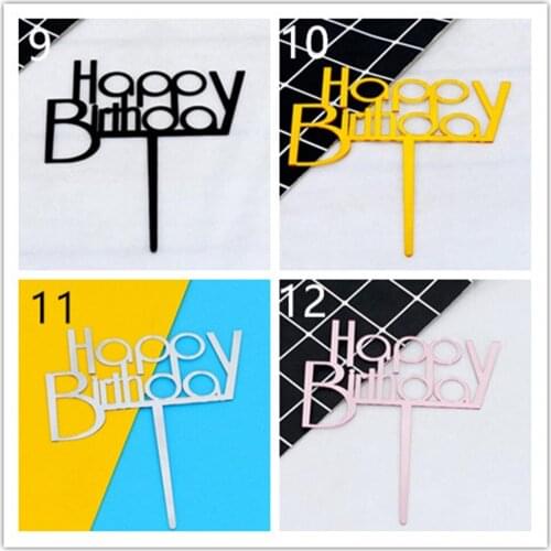 Hot 500pcs/lot Acrylic Cake Topper Golden Happy Birthday Cake Toppers For Kids Birthday Party Cake Decorations celebrate