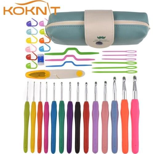 Crochet Hooks Set 14 pcs 2.0-10.0mm Ergonomic Handles Soft Handle Big Size Crochet Needles Weave Knitting Hooks With Case