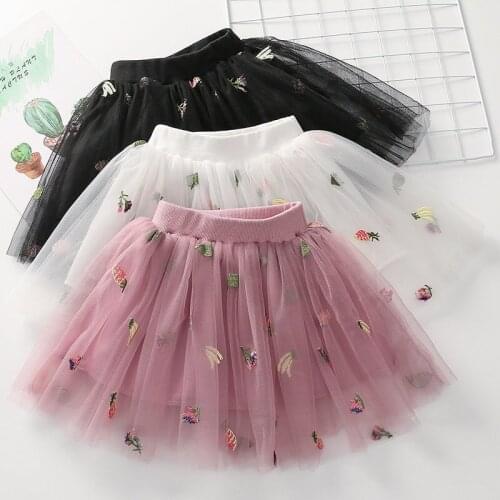 New Baby Girls Skirt 2021 Summer Children Embroidery Fruit Pattern Design Skirts For Party Dance Princess Girl Cute Clothes