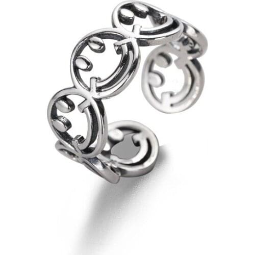 New Charming Smile Face Finger Ring for Women Vintage Boho Knuckle Party Rings Gothic Punk Jewelry Gifts for Girls