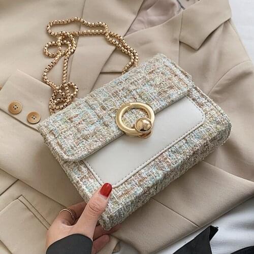 New Winter Fashion Handbags For Women 2021 Square Shoulder Bag Chain Linen Mini Crossbody Bag Mini Branded Designer Purse Ladies