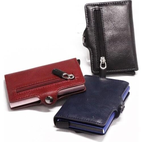 New Smart Card Holder Vintage PU Leather Coin Purses Magnetic Closing Card Case Casual Men Wallet RFID Blocking Card Wallets