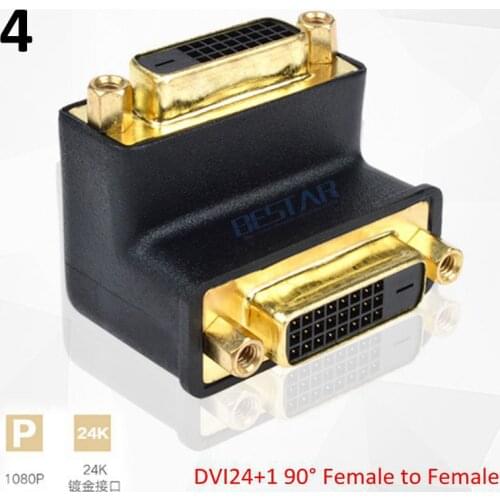 DVI Adapter,Elbow DVI To DVI Extension Connector 90 270 Degree Right Angled dvi 24+5 24+1 Male female Video for HDTV LCD Monitor