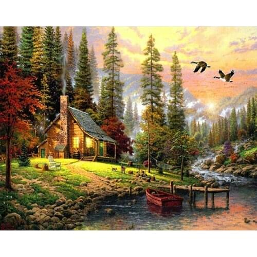 PhotoCustom Oil Paint By Numbers Kits Scenery Painting By Numbers On Canvas Frameless 60x75cm Hand Painting DIY Home Decor