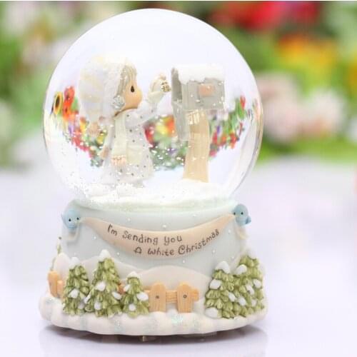 Girl mailbox postcard music box round crystal ball clockwork toy crafts home decorations girl gifts