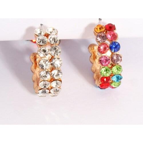 Europe and America popular four seasons style C - shaped color earrings fashion personality colorful crystal