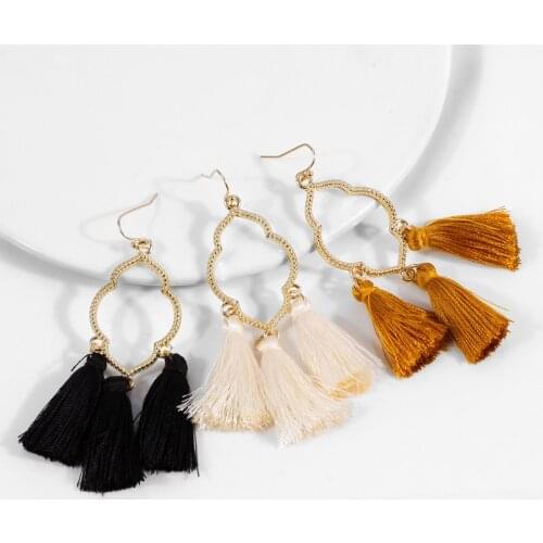 Pri Jin New Jewelry Simple Fashion Alloy Earrings Silk Thread Tassel National Style Earrings Womens Dangle Earrings