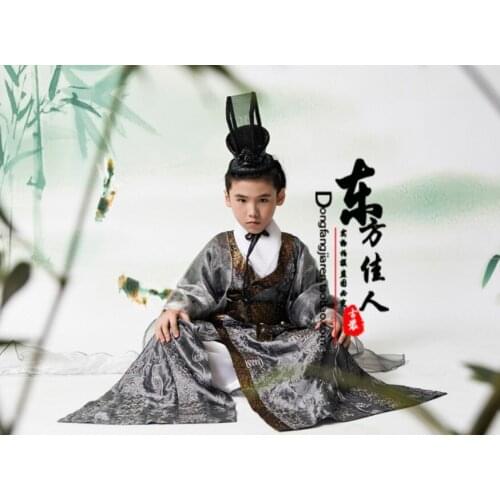 Qin Xue New Design Little Boy Scholars Photography Costume for Childrens Day