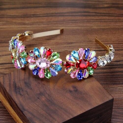 Baroque Luxury Full Crystal And Stone Princess Hairbands Rhinestone Wedding Tiara Headband For Women Prom Charm Hair Accessories