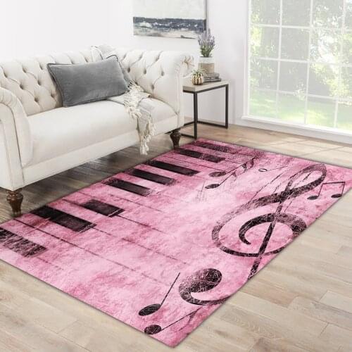 Pink black color piano music note patterned carpet modern carpet living room carpet free shipping soft textured carpet