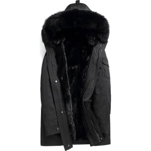 Real Fur Coat Winter Jacket Men Natural Mink Fur Liner Parka Men Fox Fur Collar Warm Parkas Plus Size 5xl Winterjas Heren MY1832