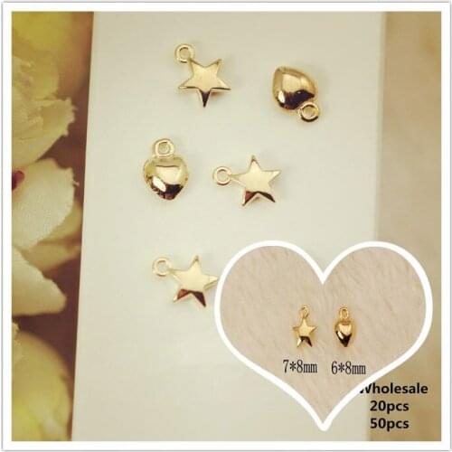 Stereoscopic Pentagram/heart Charm Bijoux For Women Handmade Bracelet Necklace Ear Hair Accessories Pendant DIY Jewelry Findings