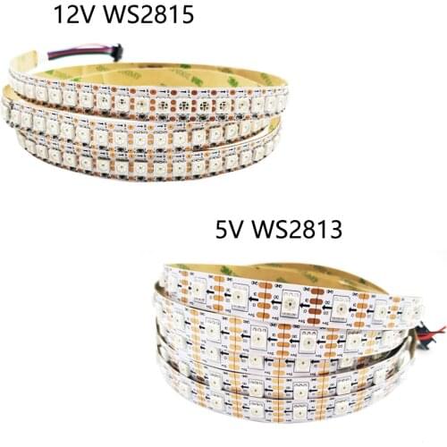 12V WS2815 5V WS2813 Led Strip Light Dual Signal Individually Addressable 30 60 144 Pixel/LEDs WS2812B Updated Black White PCB