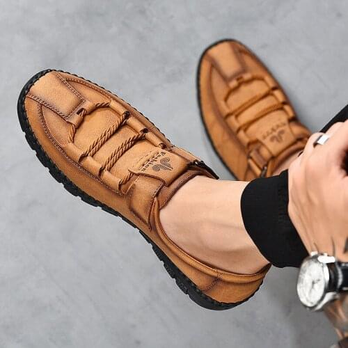 New Fashion Big Size Handmade Men Casual Shoes Genuine Leather Soft Bottom All-match Breathable Non-slip Trend Shoes Men